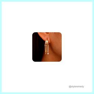14K Gold Plated Sterling Silver Triple Huggie Drop Dangle Earrings